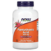 Витамины и минералы NOW Pantothenic Acid 500 mg, 250 вегакапсул