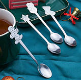 Набір чайних ложок новорічних Merry Christmas 13658 12.5 см 4 сріблясті 13658 vh, фото 4