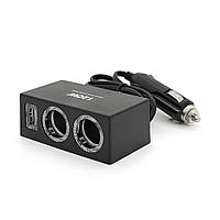 АЗУ розгалужувач Olesson 1522, 12V-2*12V+USB, Black, Blister