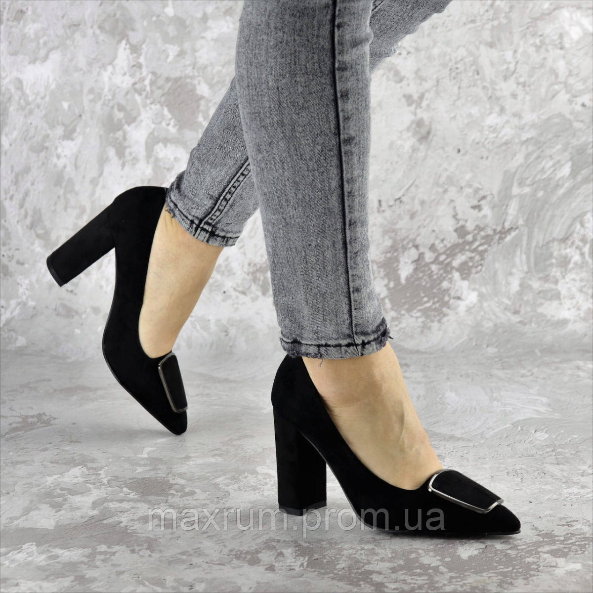 Туфлі жіночі на підборах 35 розмір 23 см Чорні (2376)