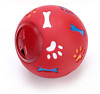 Игрушка-кормушка для животных Мячик 11091 7.5 см красная