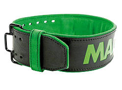 Пояс для важкої атлетики MadMax MFB-302 Quick Release Belt  шкіряний Black/Green L