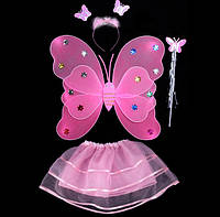 Карнавальный наряд крылья с юбкой Бабочка 9091 розовый