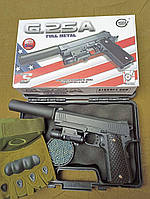 Рукавички, лазер і глушник у подарунок! Дитячий іграшковий металевий пістолет Colt M45A1
