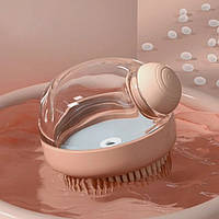 Щетка силиконовая массажная для мытья животных с дозатором Semi Cleaning Device, Pink