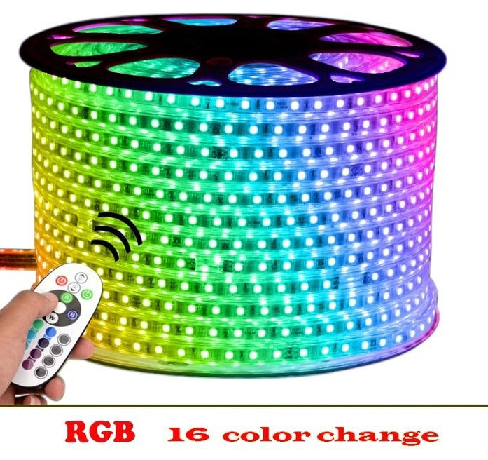 Светодиодная лента RGB 220V-8W/m IP65 5050 16.8х6.3mm (цена за 1м) - фото 2 - id-p2056578553