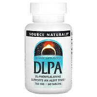 Аминокислота Source Naturals DLPA 750 mg, 60 таблеток