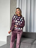 Пижама женская плюшевая махра теплая 42-44,46-48 (2цв) "LARA-4" недорого от прямого поставщика