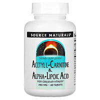 Жиросжигатель Source Naturals Acetyl L-Carnitine & Alpha Lipoic Acid 650 mg, 60 таблеток