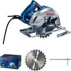 Пила дискова Bosch GKS 140, ручна, 1400 Вт, 184 мм, 20 мм, 3.7 кг + Пильний диск Eco for wood (0.601.6B3.020)