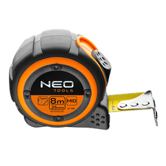 Рулетка Neo Tools, 8 м x 25 мм, 2 фіксатори змотування, магніт (67-188)