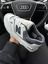 Чоловічі кросівки New Balance 550 Low White Gray Кеди Нью Беланс 550 білі шкіряні демісезонні, фото 6