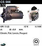 Стартер Citroen Peugeot Fiat Lancia 1.6  1.9  2.2 (d, td, hdi)  /1, 1кВт z9-11/ CS566, фото 2