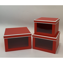 Подарочная коробка UFO W2019 Набор 3 шт Red/White квадр.