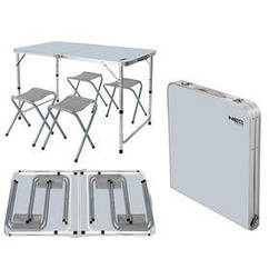 Набір стіл і стільці розкладні Neo Tools, стіл 120х60х54 (74) см, 4 стільці, 6.9 кг (63-159)