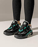 Жіночі кросівки Adidas Niteball New весна-осінь повсякденні (чорні із зеленим). Живе фото, фото 9