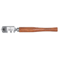 Стеклорез роликовый TOPEX, 6 режущих ножей, деревянная рукоятка, 130 мм (14A710)