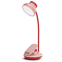 Гнучка настільна лампа на акумуляторі з підставкою для телефону Рожевий
