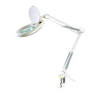 14-00-072. Лупа-лампа на струбцині, збільшення 5х, діам.-130мм, люмін. підсвічування T5 22W, кругла, 8066D2-4C