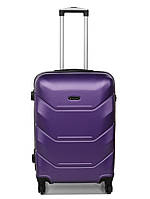 Фиолетовый средний чемодан дорожный на 4 колесах пластиковый MADISSON размер М женский чемодан средний