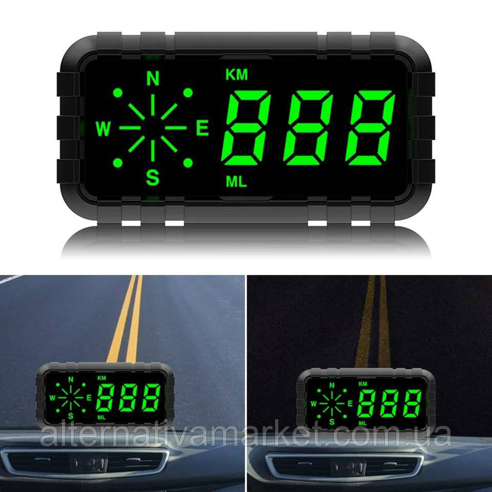 Автомобільний GPS спідометр HUD C3010 (Екран 4,5 дюйми, швидкість, пробіг, компас), фото 1