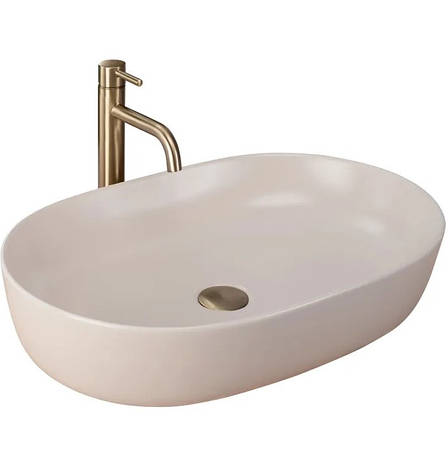 Умивальник (раковина) REA CLEO 61 BEIGE MATT бежевий накладний, фото 1