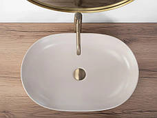 Умивальник (раковина) REA CLEO 61 BEIGE MATT бежевий накладний, фото 4