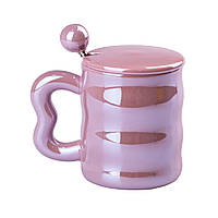 Чашка керамическая Love 400мл с крышкой и ложкой кружка для чая с крышкой