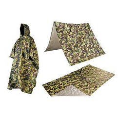Дощовик тент Neo Tools Camo, 3в1, 124х142 см, поліестер 210D, камуфляж (63-132)