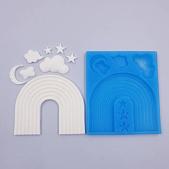 Силіконовий молд Небо (веселка, хмари, зірочки, місяць)