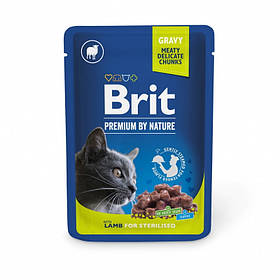 Вологий корм для стерилізованих котів Brit Premium з ягнятиною у соусі 100г