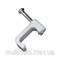 08-00-066. Скоба плоска 7/4, біла, 100 шт/пачка, фото 1