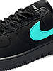 Жіночі кросівки Nike Air Force 1 Low Tiffany Black Mint Найк Аір Форс Тіффані чорні нубук демісезон, фото 6