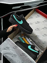 Жіночі кросівки Nike Air Force 1 Low Tiffany Black Mint Найк Аір Форс Тіффані чорні нубук демісезон, фото 2