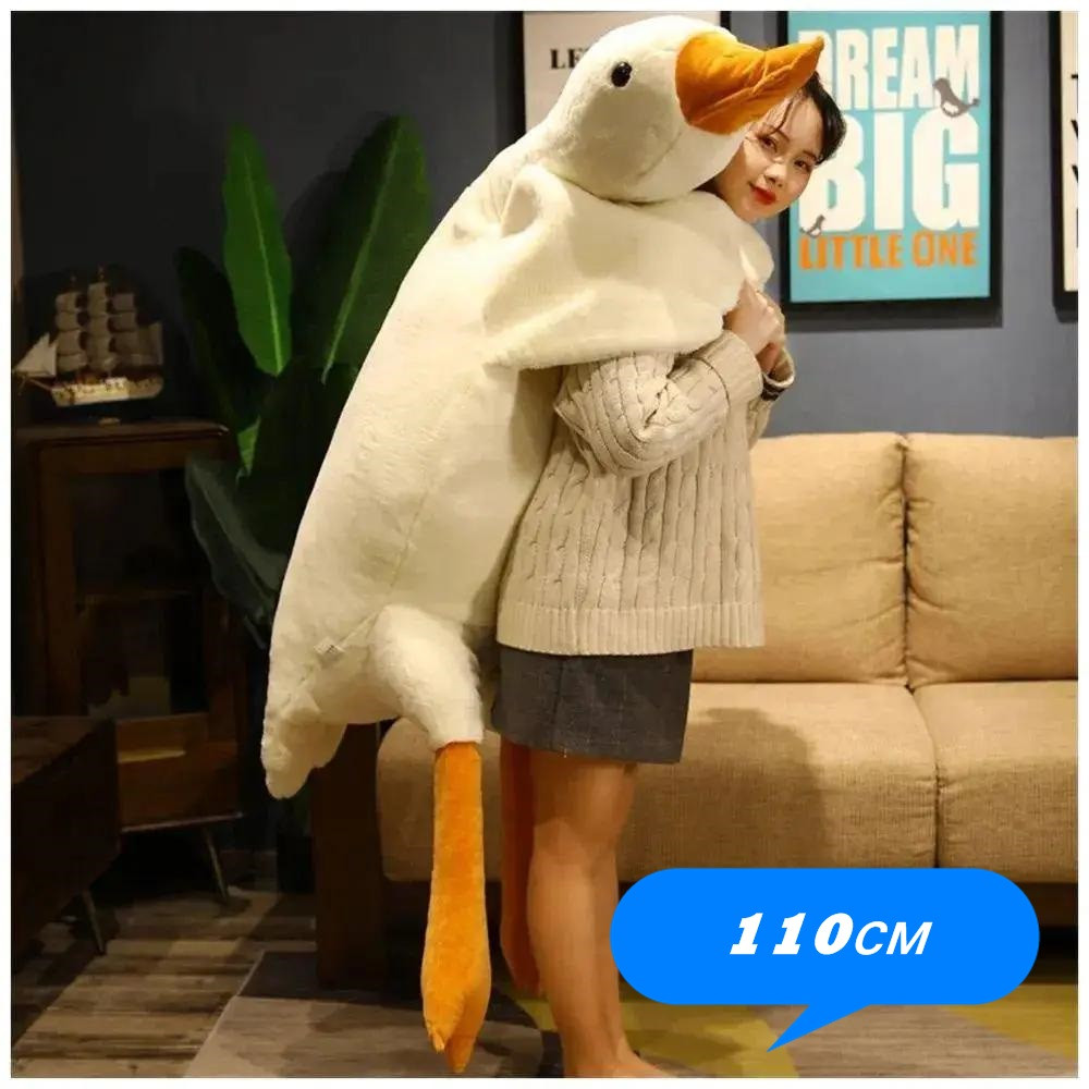 Інтер'єрна ігрова подушка у вигляді гусака 110 см ОПТОМ велика іграшка Гусак Обнімусь білий