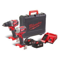 Професійний набір акумуляторного інструменту Milwaukee M18 CBLPP2A-402C : шурупокрут, гайкокрут