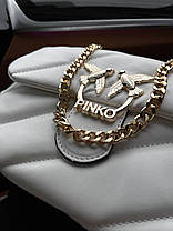 Жіноча сумка Pinko White еко шкіра сумка біла Крос Боді Пінко 1 відділення золотий ремінець, фото 5
