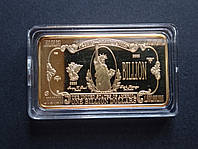 Золотая памятная монета-слиток США 1 Биллион Долларов - 1 Billion Dollars USA