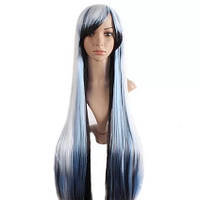 Длинные парики мульти цвет 100см, белый, синий, черный. прямые волосы, косплей, аниме