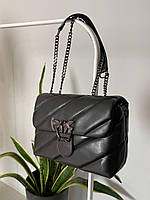 Женская сумка Pinko Puff Black Logo Bag Total Black эко кожа сумка черная Кросс Боди Пинко 1 отделение