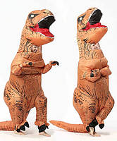 Надувной костюм Тиранозавра Хэллоуин Аниме Косплей, костюм динозавра T-Rex, тиранозавр (коричневый)