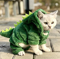 Костюм динозавра для кошек размер L Зеленый