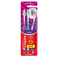 Зубная щетка Colgate Zigzag Plus 2+1шт (средней жесткости)