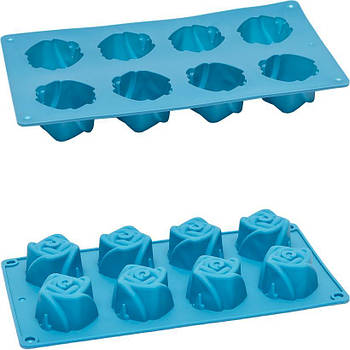 Силіконова форма на планшеті 6 кексів у вигляді Розочок 28*15*3,5 см FY-0183 в упаковці 2 шт