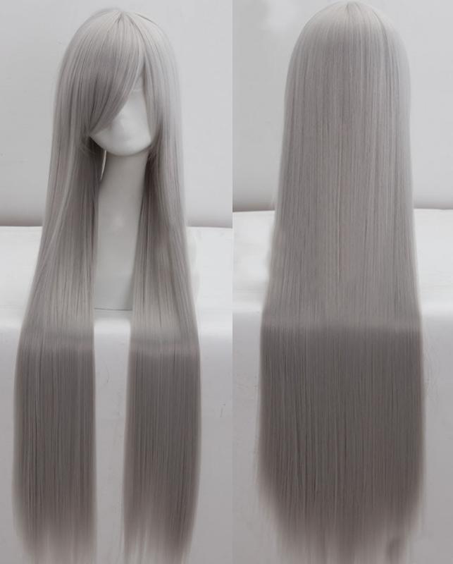 Довгі сірі перуки 100 см, пряме волосся, перуки з високоякісних синтетичних термостійких