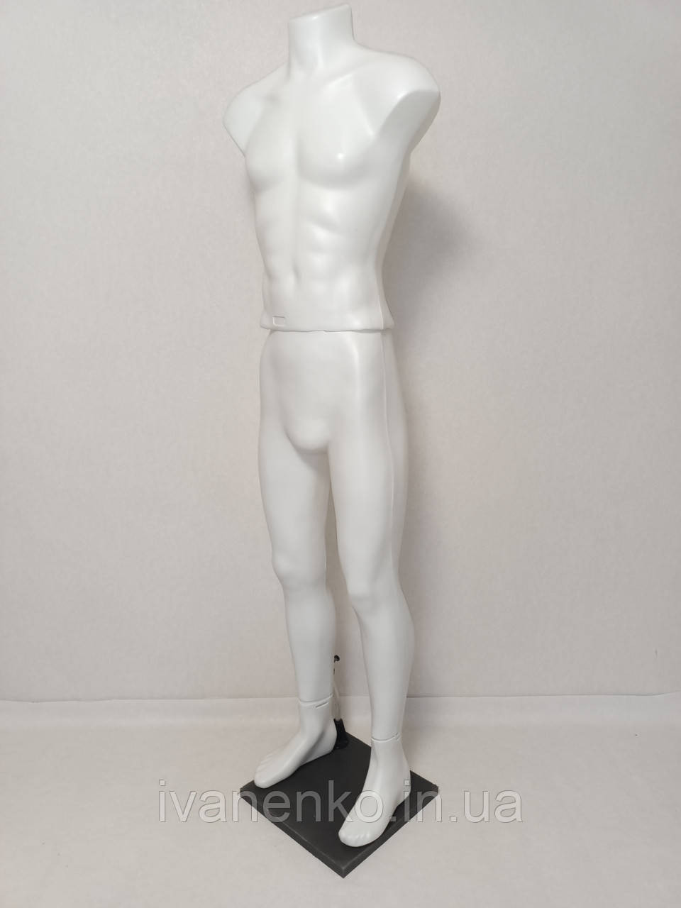 Манекен чоловічий в повний зріст СТАС білий на підставці ПВХ, фото 1