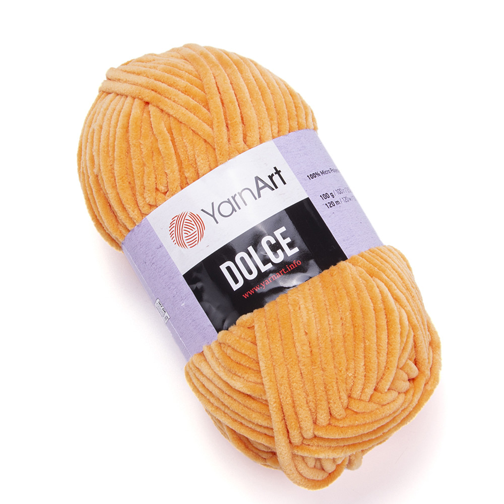 Пряжа плюшева YarnArt Dolce, Абрикос №855, (Ярнарт Дольче) 100гр., 120м. нитки для в'язання