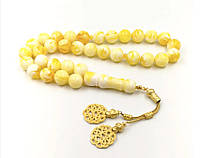Чітки з бурштину з металевим китицею, намистини 16 мм, 33 намистини. Турецькі чіткі