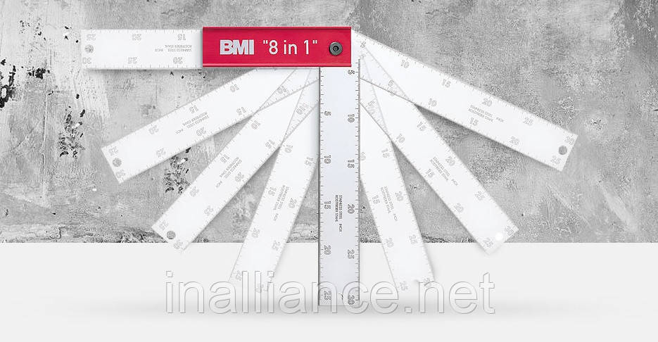 Столярний кутник столярний кутомір 300 мм х 120 мм 8 в 1 BMI 716300162
