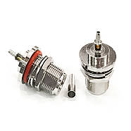 Гніздо на корпус N Female (мама, розетка) під пайку і обтиск на кабель RG-316 RG-188 RG-174 LMR100 прямий роз'єм, фото 4